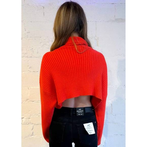 NEW IDEM DITTO toasty babe turtleneck crop sweater in orange - Picture 2 of 2